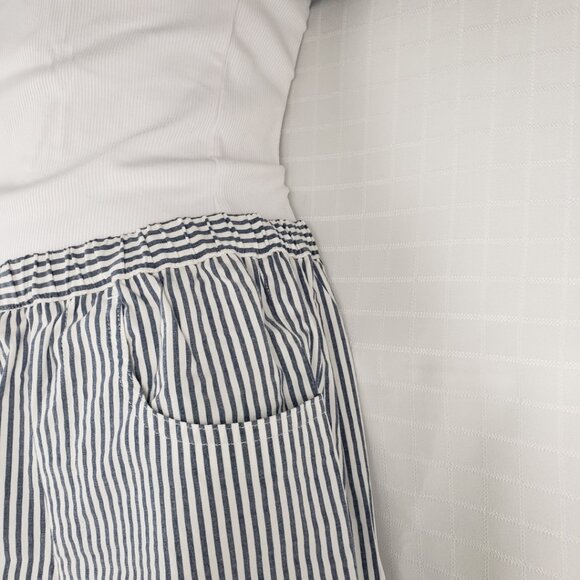 Capris Quacker Factory Lightweight Blue White Stripe Women Cotton Blend - Picture 7 of 15